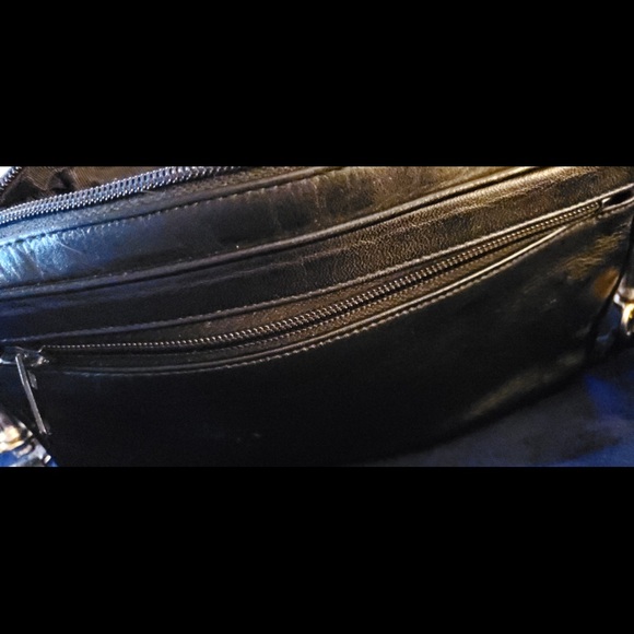 Leather Black Zip Top Camera Bag/ with side zipper - Picture 6 of 7